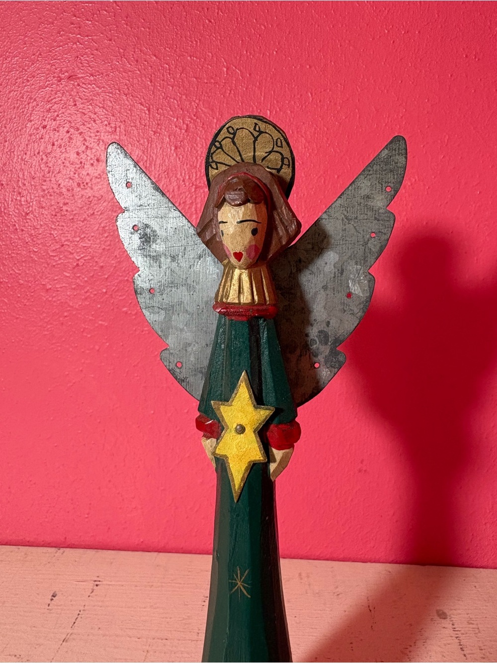 Vintage Midwest of Cannon Falls Folk-Art Wood & Metal Christmas Angel RETRO Xmas